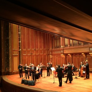 Cheering fellow AIE classmate on in a spectacular concert by A Far Cry chamber orchestra