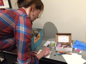 Experimenting with a classmate's all-original water color chemistry toolkit, in the course T550: Designing for Learning by Creating