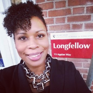 Felicia Joy takes a selfie while attending Open House before applying to HGSE.