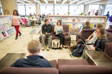 A group of students in Gutman library 
