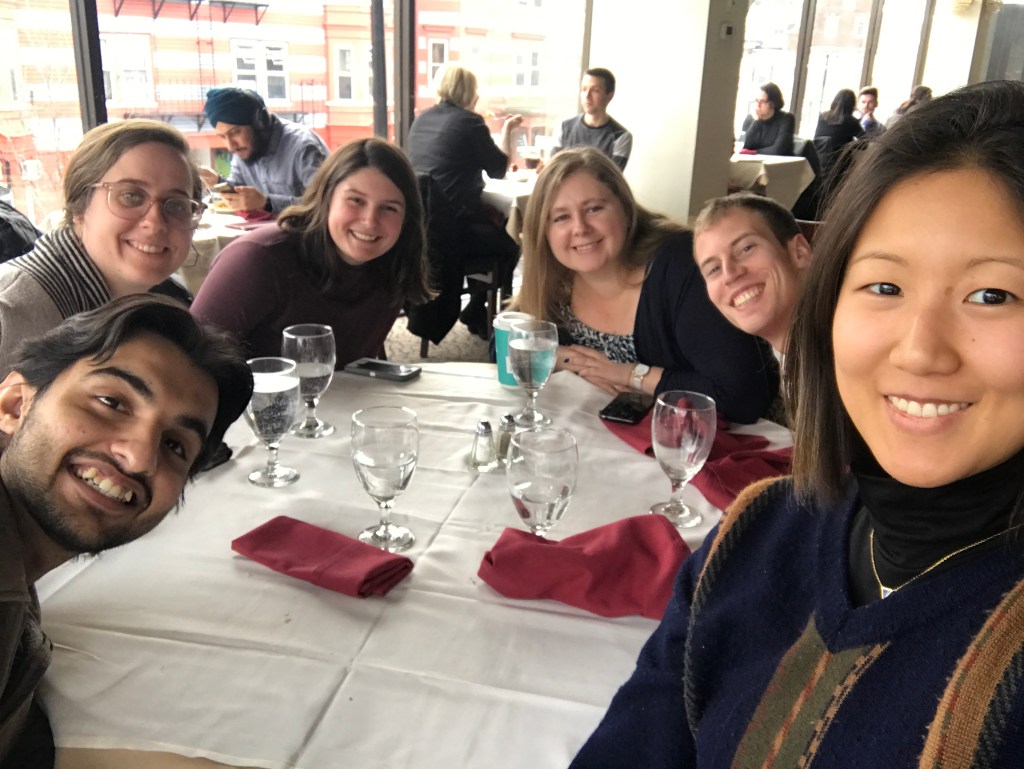 A group of HGSE students at Maharaja restaurant in Harvard Square